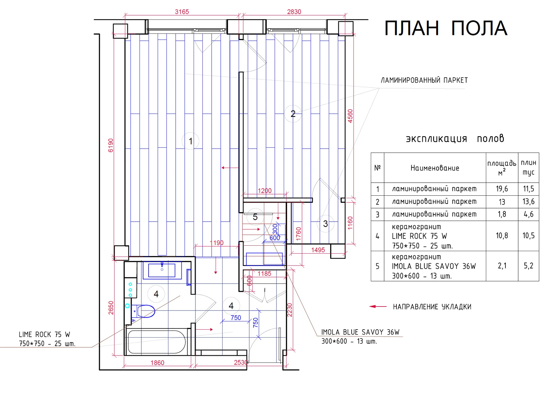 План полов и напольных покрытий