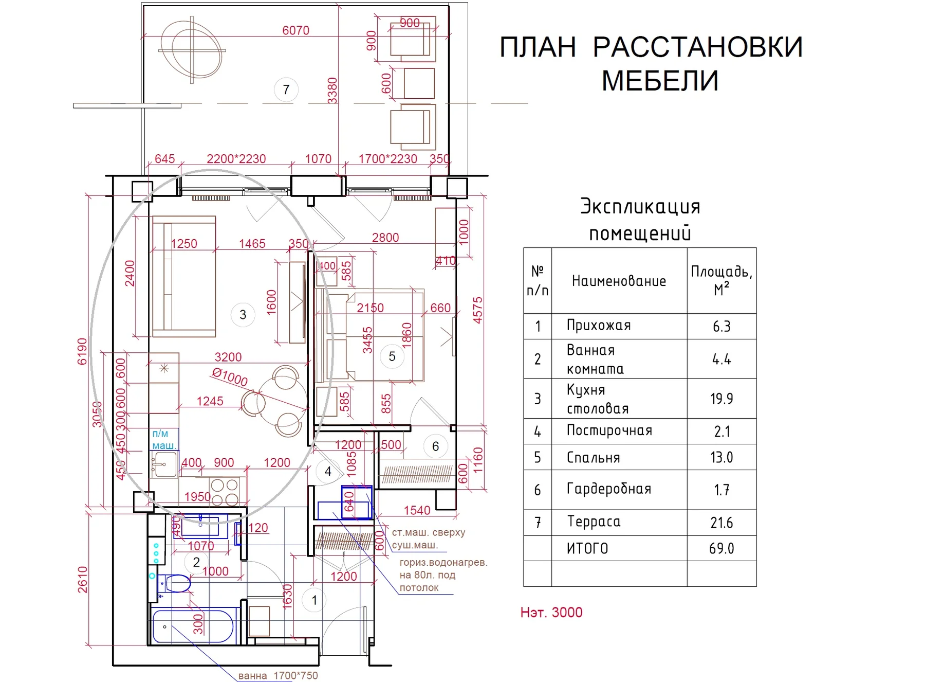 Рабочий план расстановки мебели